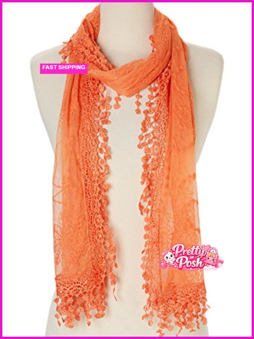 Feminine Lace Teardrop Fringe Vintage Mesh Crochet Tassel Scarf Shawl Wrap